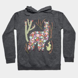 Pretty Alpaca Animal Dots Bubbles Circles Cactus Graphic Design Hoodie